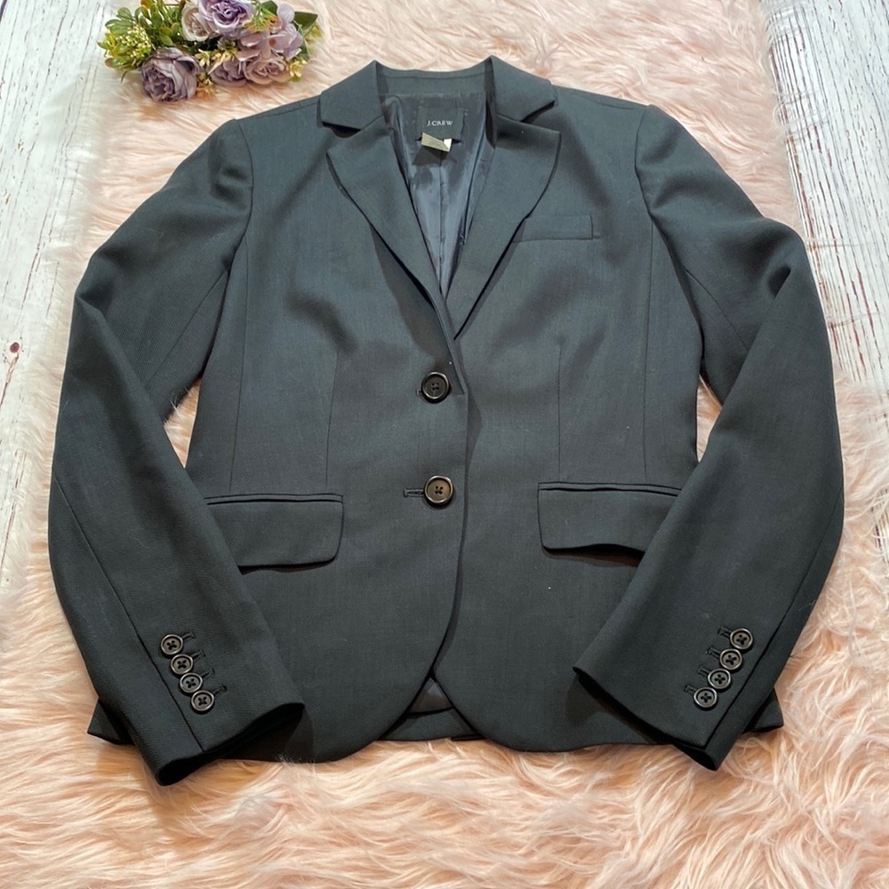 J. Crew Wool Dark Academia Grey Blazer Jacket sz 0